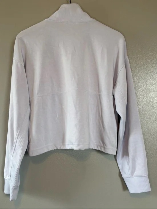 Athleta Medium Seasoft Rib Quarter Zip Popover Sweater Light Blue Cinch Waist - Picture 4 of 6